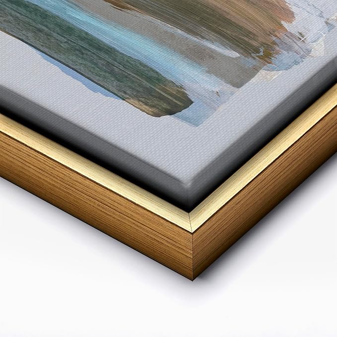 Monem Art Abstract Earth Tone Brushstroke Print - Modern Painterly Art Poster - Wall Decor for Living Room, Bedroom or Office - 12x16 Gold Framed CANVAS Wall Art by Mareike Bohmer