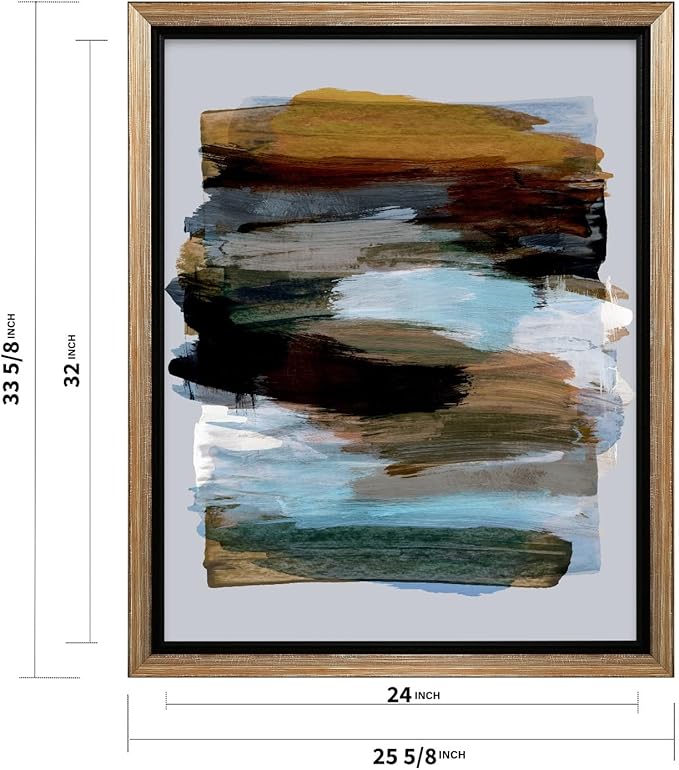 Monem Art Abstract Earth Tone Brushstroke Print - Modern Painterly Art Poster - Wall Decor for Living Room, Bedroom or Office - 24x32 Silver Framed CANVAS Wall Art by Mareike Bohmer