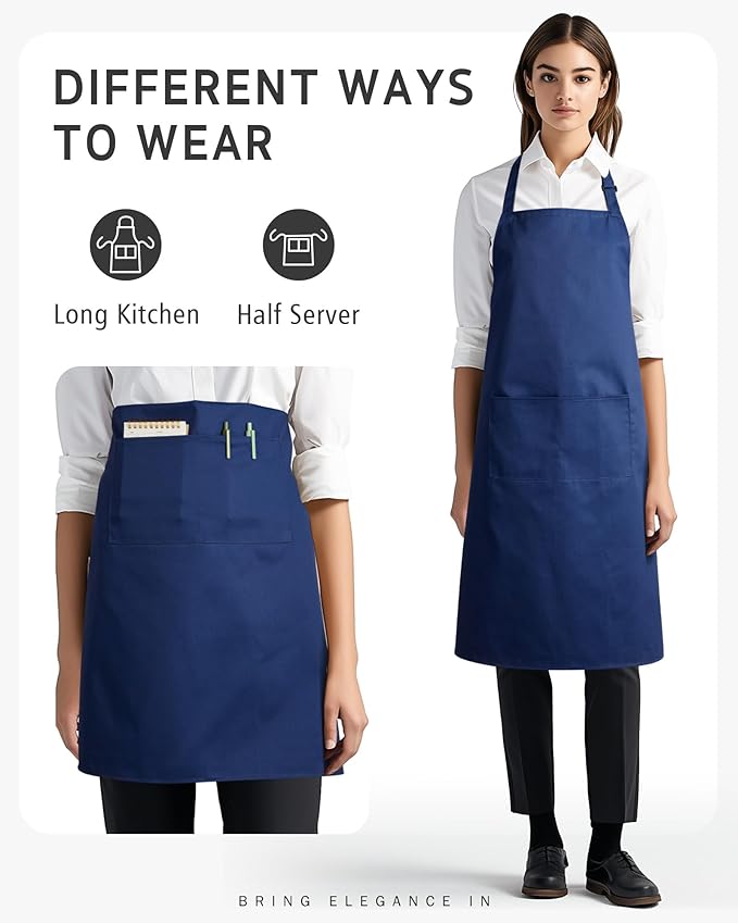 Syntus Chef Apron for Men Women Kitchen Cooking Apron with Pockets, Adjustable Bib Aprons Stain Resistant
