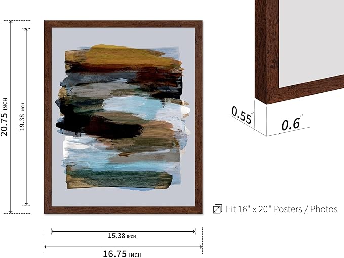 Monem Art Abstract Earth Tone Brushstroke Print - Modern Painterly Art Poster - Wall Decor for Living Room, Bedroom or Office - 16x20 Brown Framed Wall Art by Mareike Bohmer