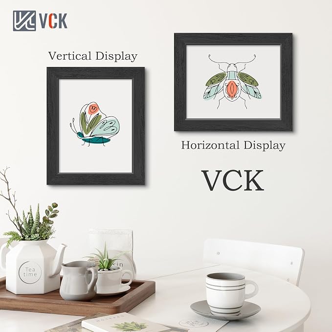 VCK 8x10 Picture Frame Set of 3, Black Wood Frames, Gallery Wall Decor Photo Frames for Wall Mounting Horizontally or Vertically