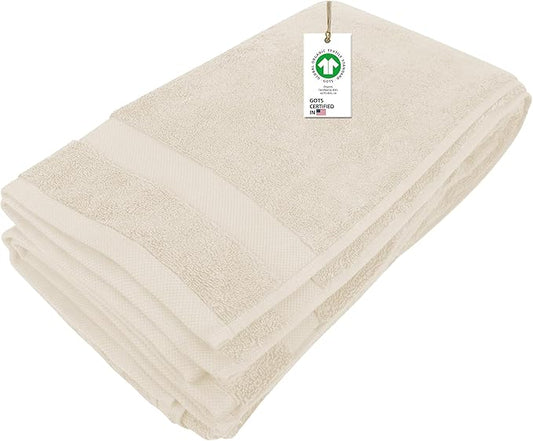 100% Organic Cotton Towels 650 GSM Plush Feather Touch Quick Dry Bath Sheet, GOTS Certified, Oeko-Tex Green Certified, Organic Cotton Bath Sheet, 36"X70"