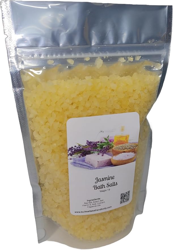 Bath Salts | 1lb Bag (16oz.) | Choose Your Scent | Epsom Salt | Sea Salt| Bathing | Body Care | Beauty | Relaxation | Spa | Pedicure | Manicure | Soak (Jasmine)