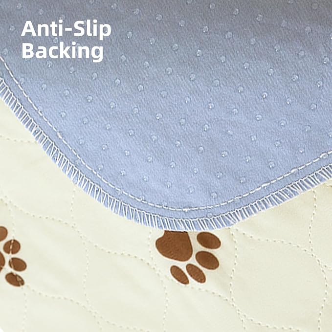 PUPTECK Washable Pee Pads for Dogs - Waterproof Reusable Puppy Potty Training Pads Whelping Mat - Fast Absorption Non-Slip Pet Food Feeding Mat (Beige, 24x36 Inch (Pack of 4))