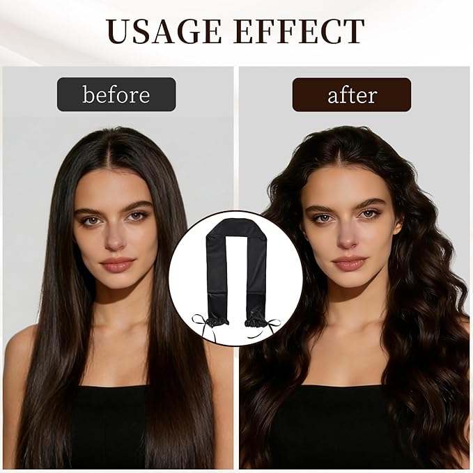Sleepie tie, Heatless Curling Scrunchie Overnight Blowout, Sleep Hair Tie, Heatless Hair Curler Damage-Free, for Sleeping Soft Rollers for Overnight No-Heat Curls Long Hair To Sleep(Black)