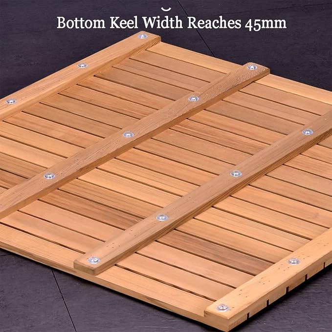 Natural Wooden Shower Mat,Bamboo Bath Mat Set,Non-Slip Wooden Bath Mats with Slatted Design for Indoor/Outdoor Bathtub, Shower, Sauna, Pool, Or Hot Tub,Customizable,75x100cm/30x39in