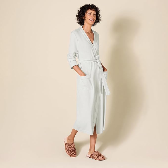 Amazon Essentials Women's Lightweight Waffle Full-Length Bath Robe with Pockets (Available in Plus Size)