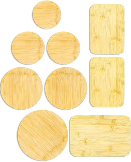 Replacement Wooden Lids for Pyrex, Anchor Hocking Glass Containers, Bamboo Lids for Pyrex Glass Bowls, Bowl Covers with Leakproof Silicone Gasket 1CUP*1+2CUP*2+4CUP*2+7CUP*1+3CUP*2+6CUP*1