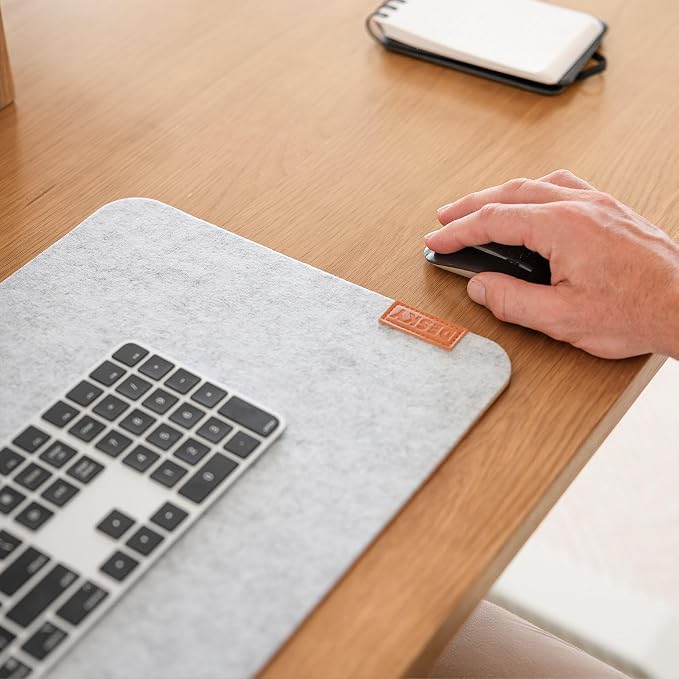 Desky Cork & Felt Desk Pad – Reversible Natural Cork & Felt Desk Mat, Anti-Slip Writing Surface, Desk Protector for Home Office (24.4" x 11.8", Dark Grey)