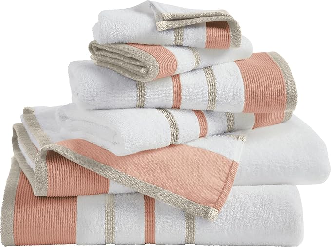 Great Bay Home Decorative Bath Towel Set - Luxury Cotton 6 Piece Towel Set - Luxurious, Ultra-Soft, Durable Towels for Bathroom Decor (Dusty Rose/Cappuccino)