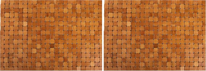 Dicunoy Bamboo Bath Mat, Bathroom Shower Rug, Wooden Toilet Doormats for Shower Doorsteps, Sauna, Tub (23.6" L x 16" W) (Pack of 2)