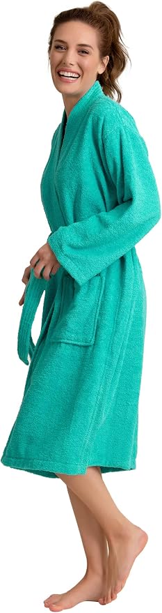 Women's Turkish Terry Kimono Style Bathrobe - 100% Cotton Robe for Women - Comfortable & Absorbent - Soft & Cozy Wear