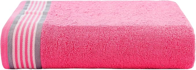 CASA COPENHAGEN He & She 2Pcs 100% Egyptian Cotton Large Designer Bathsheet Towels Gift Set- Grey Violet-Dusty Pink, 550GSM, 35"x70" 2Bath Sheet Towels for Bathroom Set for Women & Men