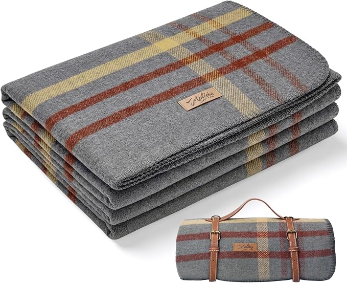 Molithe 100% Wool Blanket, 62" x 86", Warm, Thick, Washable, Military | Great for Camping, Outdoors, Sporting Events, Survival Kits TwiIight Gray