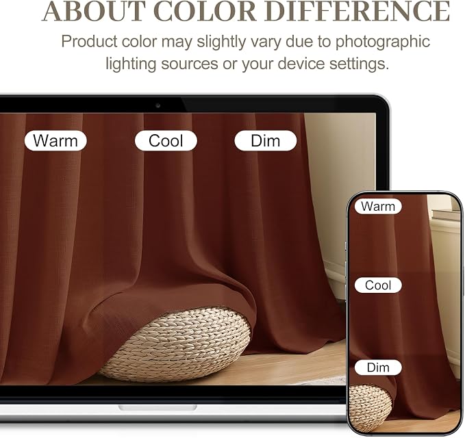 IVAPUPU 90 Inch Linen Blend Curtains 2 Panel Set for Living Room, Pinch Pleated Curtains Semi Sheer Light Filtering Modern Window Drapes with Hooks Rings for Bedroom Dining Room, 40W, Chestnut Brown