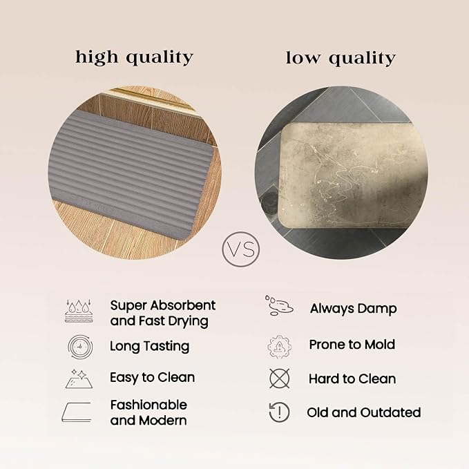 Stone Dish Drying Mat - Large Foldable Marbled Quick Drying Dish Mats, Stone Coasters Set of 4 Collapsible Ultra Absorbent Diatomaceous Earth Mats for Kitchen Counter Bathroom (Grey-REC)