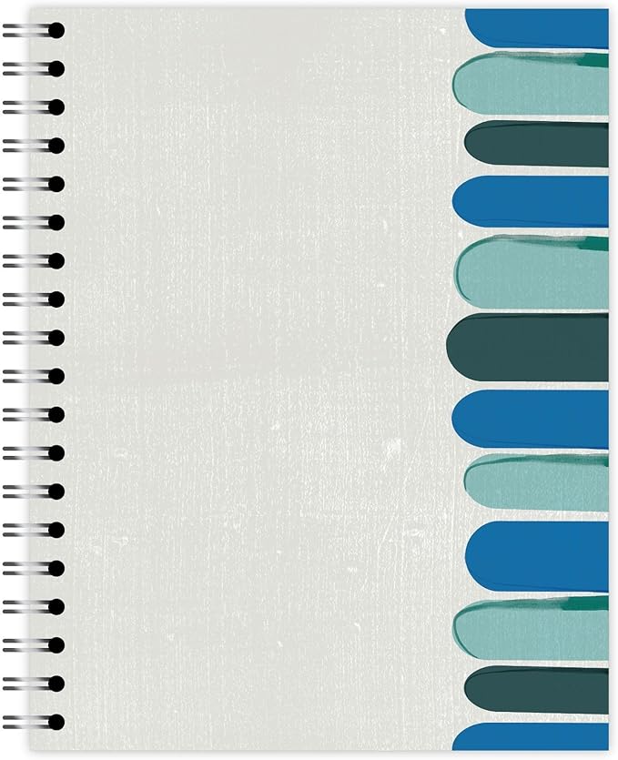 Small Spiral Bound Recycled Notebook, Gray Keys Design, 9.75" x 7.5", 70 Sheets, Double-Wire, College Ruled, Vegan, Made in USA