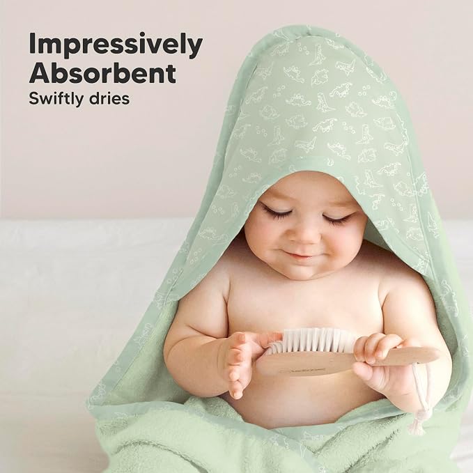 KeaBabies Baby Hooded Towel and Baby Hair Brush - Soft Bath Towels with Hood for Toddlers, Gentle Brush with Soft Goat Bristles for Girls, Boys