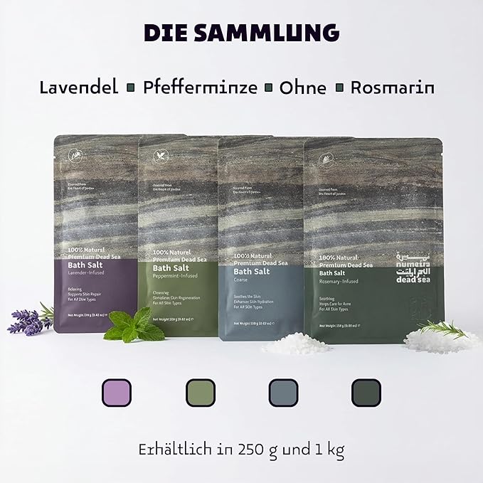 Dead Sea Salts for Soaking - Relaxing Salt Bath Soak for Body Rejuvenation - Natural Mineral Salts - Coarse Dead Sea Salt Bath Salts for Women & Men w/Rosemary Essential Oil (2.2lb)