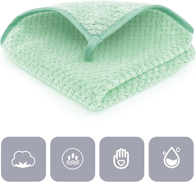 MaopaoBeauty 6 Pack Washcloth Set, Waffle Washcloth Towels Set, Microfiber Super Soft Highly Absorbent, Sturdy Quick Drying Towels for Bathroom, Gym, Sports, Yoga, Green