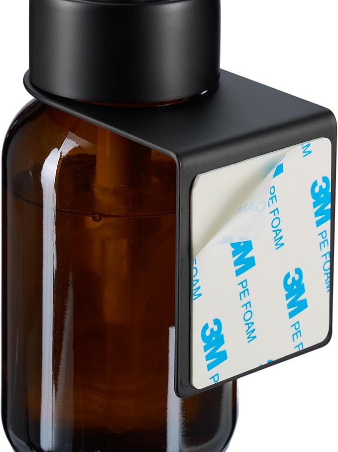 Relaxdays Soap Dispenser, Set of 2, 250 ml, Glass, Stainless Steel, Wall-Mounted, Adhesive, Sanitiser Pump, Brown/Black