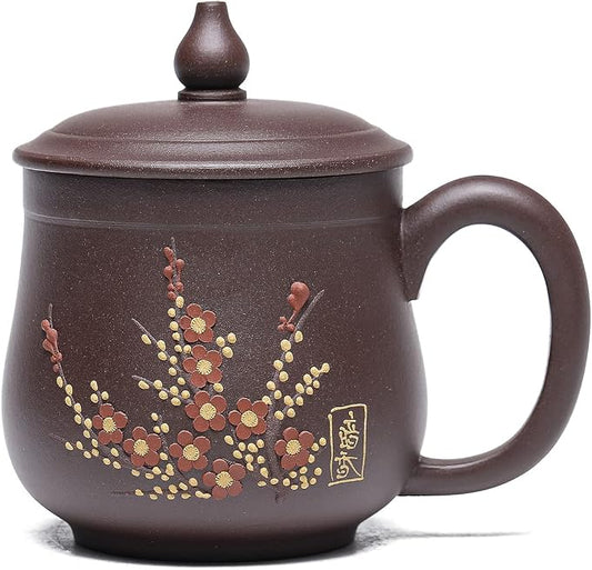 Zisha Teacup 10.8 Oz, Chinese Genuine Yixing Clay Tea Mug,Finemade Tea Cup -Zini Purple Clay