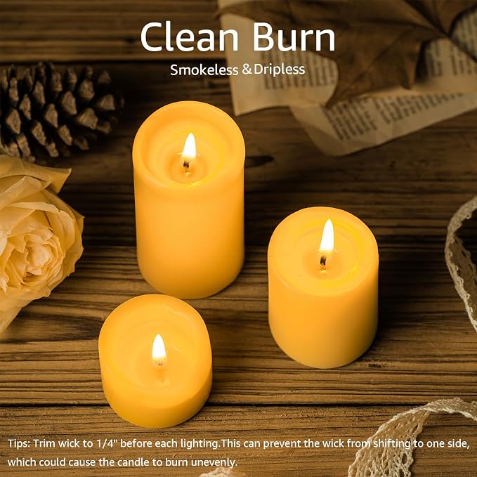 Natural Organic Beeswax Pillar Candles 2x4 Inch Bulk, 100% Pure Bees Wax Candles for Home, 140 Hour Long Burning, Dripless Smokeless Non Toxic Candle for Emergency Parties Meditation Prayer(4 Pack)