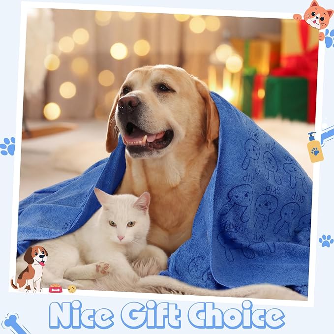 Irenare 12 Pcs Microfiber Dog Towels for Drying Dogs Cats, 20 x 40 Inch, Quick Drying Absorbent Pet Puppy Towels for Small Puppy Dog Cat Kitten Pet, Grooming Bathing Shower Travel Supplies(Blue)