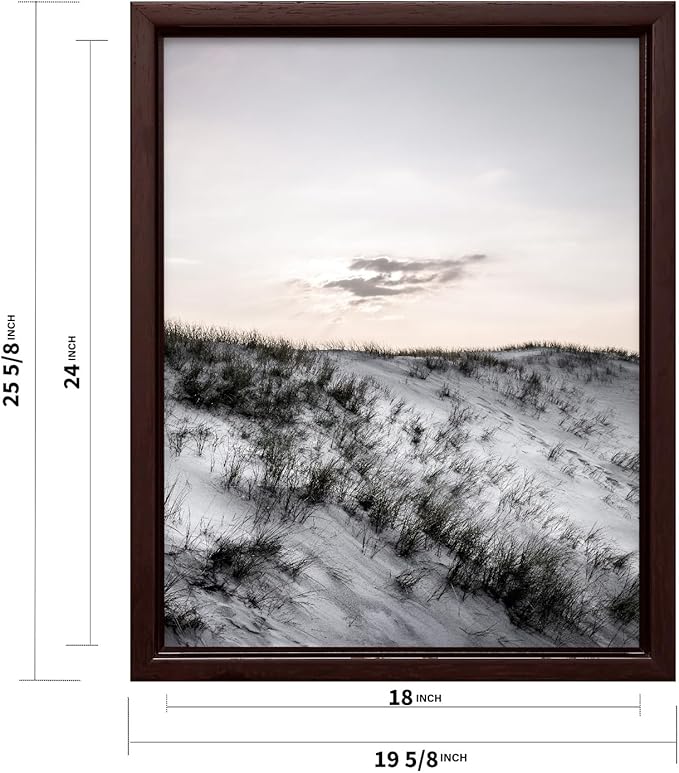 Monem Art Snowy Sand Dunes Landscape Print - Minimalist Winter Nature Poster - Wall Decor for Living Room, Bedroom or Office - 18x24 Brown Framed CANVAS Wall Art by Mareike Bohmer
