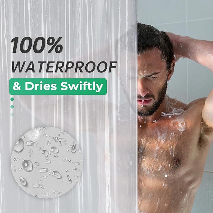 AmazerBath Stall Shower Curtain Liner 54x78, Plastic Shower Liner Clear, Small Shower Stall Curtain Liner Thick PEVA, Heavy Duty 8G, Stand Up Shower Curtain with 2 Weighted Stones and 9 Grommets