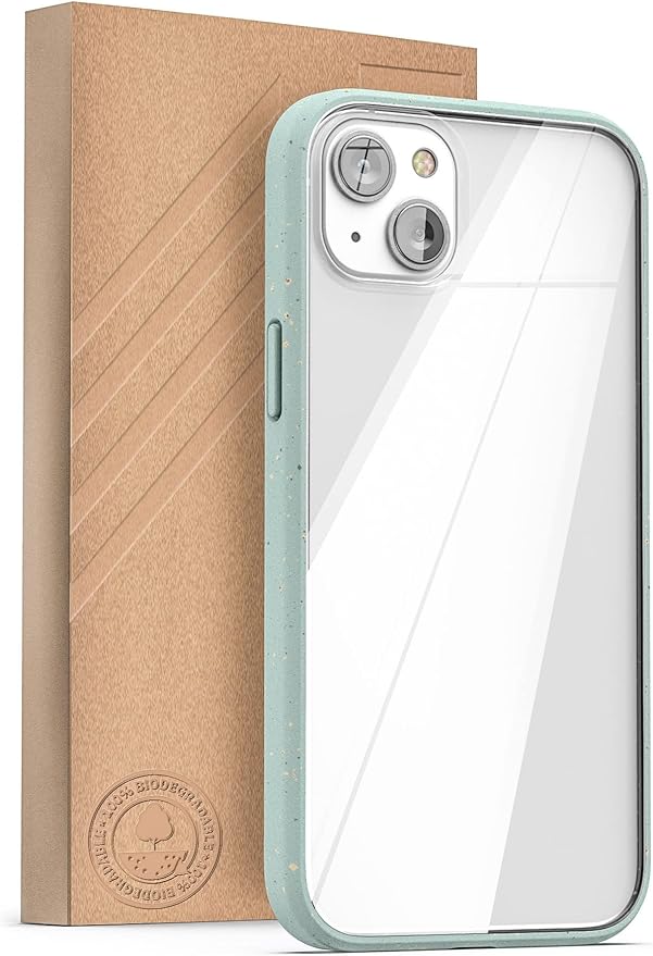 ENCASED Planet Eco Case, Designed for iPhone 14 - Earth Friendly 100% Biodegradable Compostable Bio Case and Packaging (Sage Green)