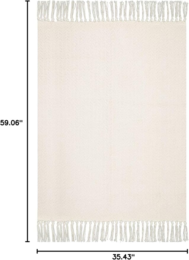 Lahome Belle Boho Rugs for Entryways, 3x5 Kitchen Rug Lightweight Bedroom Rugs Washable Bath Mat with Tassels, Farmhouse Cotton Beige Living Room Low Pile Throw Rug for Laundry Office Decor