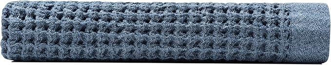 ONSEN Supima® Waffle Bath Sheet, Large, Quick Dry Lint Free 100% USA Cotton, Oversize Lightweight Absorbent Bath Sheet, 38x67 in (Denim Blue, 1x Bath Sheet)