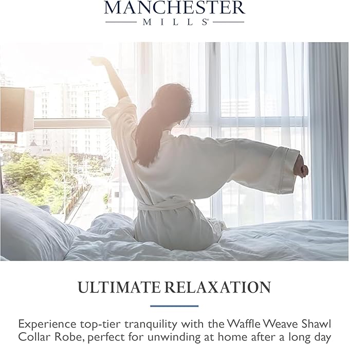 Manchester Mills Waffle Weave Robe with Lightweight French Terry Lining - one size