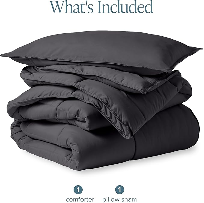 Bare Home Comforter Set - Twin/Twin Extra Long Size - Ultra-Soft - Goose Down Alternative - Premium 1800 Series - All Season Warmth (Twin/Twin XL, Forged Iron Grey)