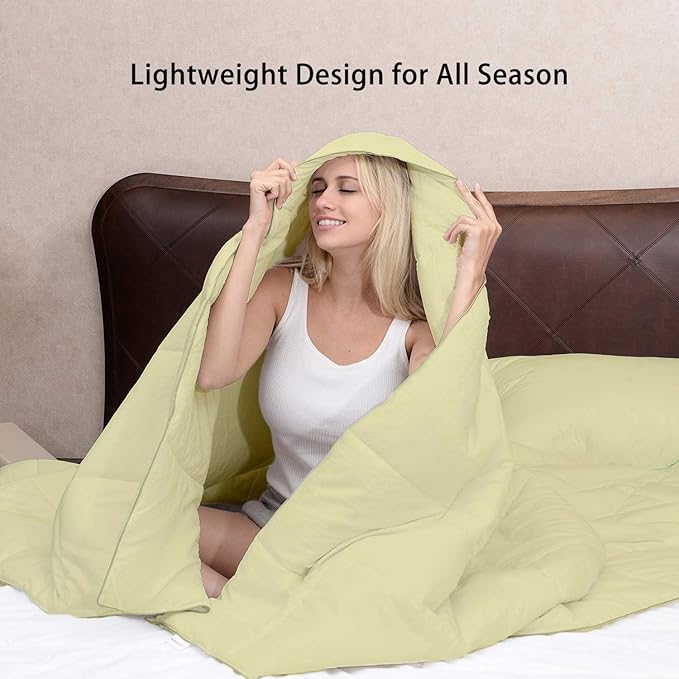 All Season Hypoallergenic Luxurious Down Alternative Cotton Comforter, Ultra-Soft 750 Fill-Power Oversized Queen Size Measures 98" x 98", Ivory