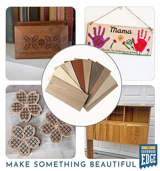 Walnut Hardwood Planks - 8-Pack Walnut Wood for Unfinished Wood Crafts - 1/8’’ (3mm) 100% Pure Hardwood - Laser Engraving Blanks - Solid Hardwood Planks for Crafts and Gifts
