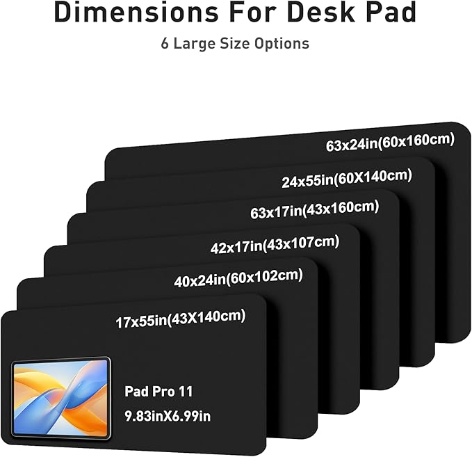Aothia Faux Leather Desk Mat - Large Mouse Pad, Non-Slip PU Leather Blotter, Waterproof Writing Surface for Office and Home (Black, 63" x 24")
