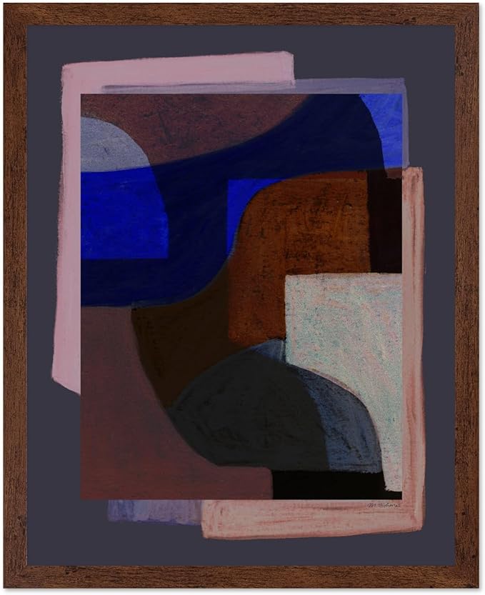 Monem Art Modern Geometric Abstract Print - Contemporary Minimalist Shapes Painting Poster - Wall Decor for Living Room, Bedroom or Office - 8x10 Brown Framed Wall Art by Mareike Bohmer