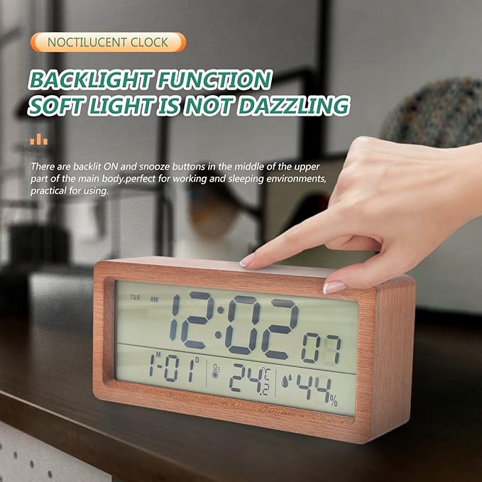 Clock Desk Led Retro Electronic Led Kid Luminous Wood
