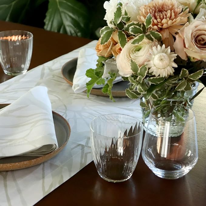 Huddleson Gold Silver White Printed White Printed Linen Napkin 20x20 (Set of Four) Luxury Italian Linen Napkin Sewn in US