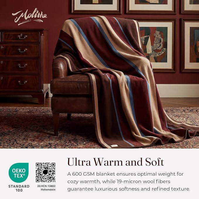 Alpaca Wool Blanket 50% Alpaca 50% Sheep Wool Blend, Ultra-Soft Heavy Wool Bed Blanket for Winter Year-Round Use, Twin Size 62''x 82'' Warm Natural Fiber Washable Wool Throw