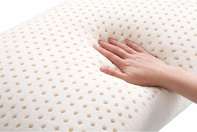ORGANIC TEXTILES Talalay Latex Pillow with Organic Cotton Cover (King, Plush)
