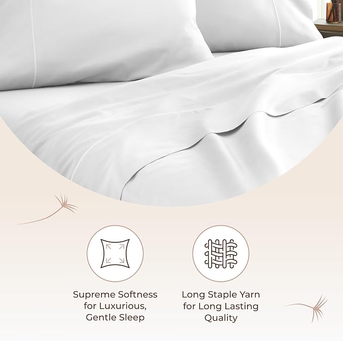 Certified Organic Twin XL Flat Sheet Only - 100% Organic Cotton Top Sheet with Luxurious Soft and Breathable 300 Thread Count Sateen Weave Finish - GOTS & Fairtrade Certified (White, Twin XL)