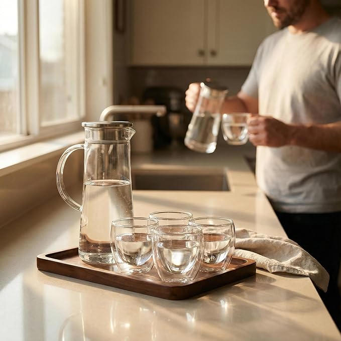 Solid Walnut Small Serving Tray - 11.81" x 7.8" x 0.79" One Piece Walnut Tray 1/4‘’ deep for Coffee Table, Breakfast,Bathroom Vanity, Perfume Display,Home Decor, Natural Finish, No Glue Joints