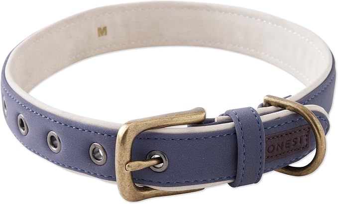 HonestBaby Collars and Leash Sets Braided and Vegan Suede for Dogs Organic Cotton for Pets, Navy/Natural, X-Small