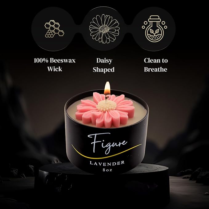 Pink Daisy Scented Candle – Lavender Aromatherapy | Hand-Poured in USA | All Natural for Women & Men | Organic Soy & Beeswax Blend | 100% Beeswax Wick | Gift-Ready Candle for Relaxation