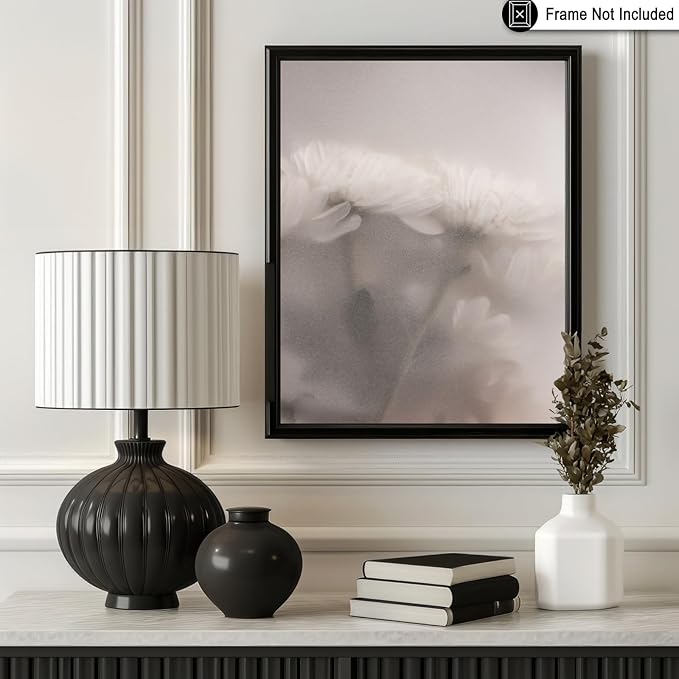Monem Art Ethereal White Flower Print - Minimalist Botanical Photography Poster - Wall Decor for Living Room, Bedroom or Office - 16x20 Unframed Wall Art by Mareike Bohmer