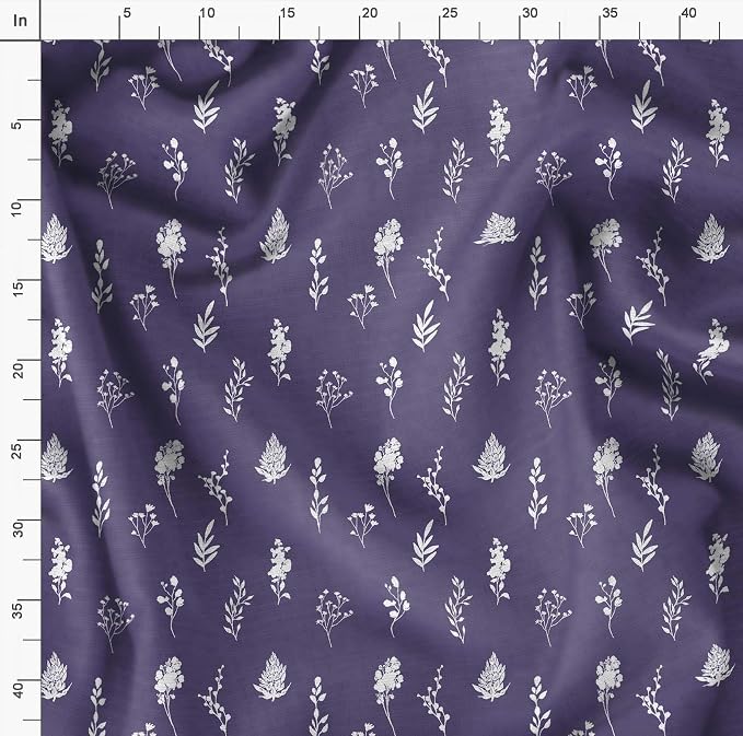 Soimoi Floral Print - Purple, Canvas Fabric Material - 56 Inch Wide, 1 Yard, Unstitched Fabric for Upholstery, Bags, Workwear and Outdoor Gear.