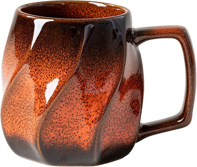 Magma Hearth Ceramic Coffee Mug - 17 oz Unique Reactive Glaze Coffee Cup with Ergonomic Large Handle, Ceramic Mug for Office Home Gift for Men Women